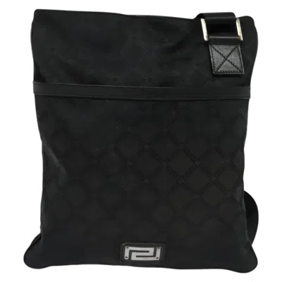 Pre-owned Versace Canvas Shoulder Bag () In Black