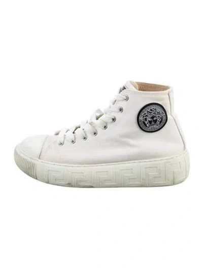 Pre-owned Versace Canvas Sneakers In Neutral
