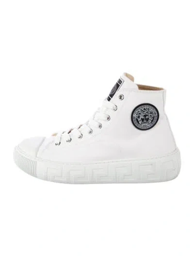 Pre-owned Versace Canvas Sneakers In Neutrals