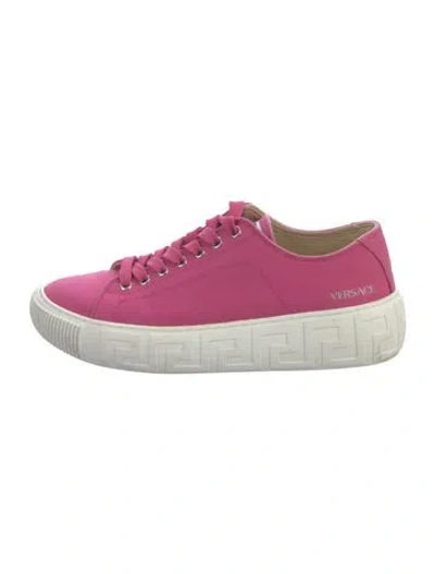 Pre-owned Versace Canvas Sneakers In Pink