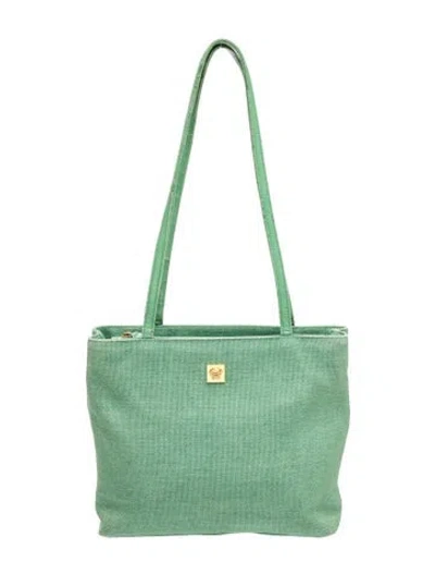 Pre-owned Versace Canvas Top Handle Bag In Green