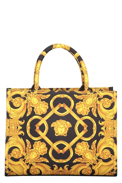 Versace Canvas Tote Bag In Black