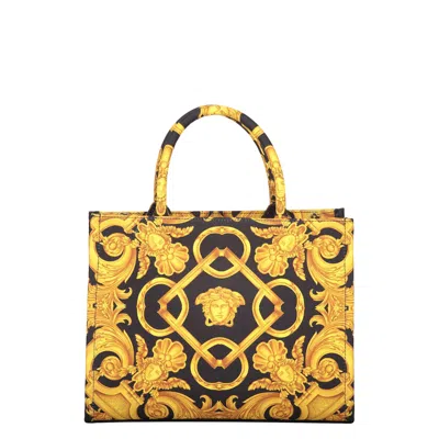 Versace Canvas Tote Bag In Black