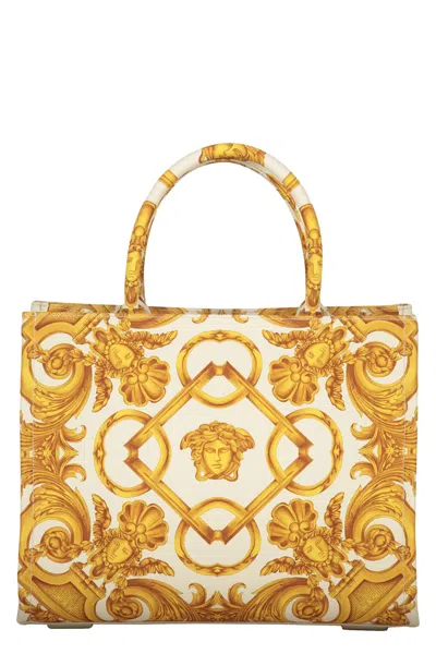 Versace Canvas Tote Bag In Ivory