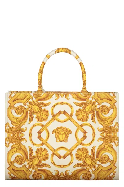 Versace Canvas Tote Bag In Ivory