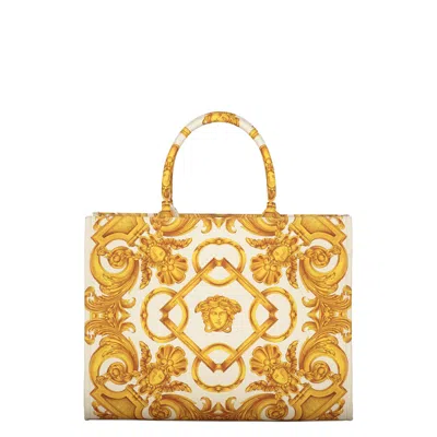 Versace Canvas Tote Bag In White