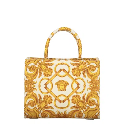 Versace Canvas Tote Bag In White