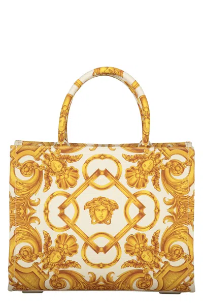 Versace Canvas Tote Bag In White