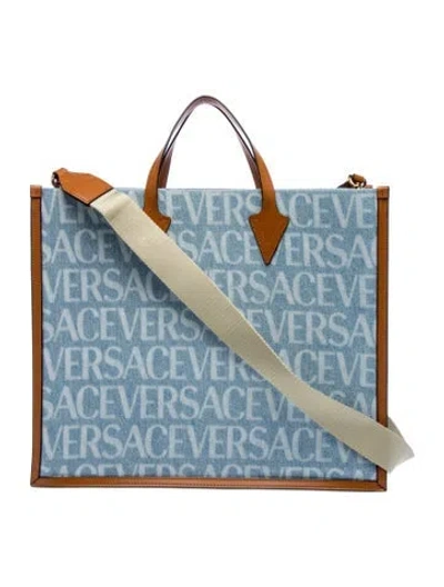 Pre-owned Versace Canvas Tote In Blue