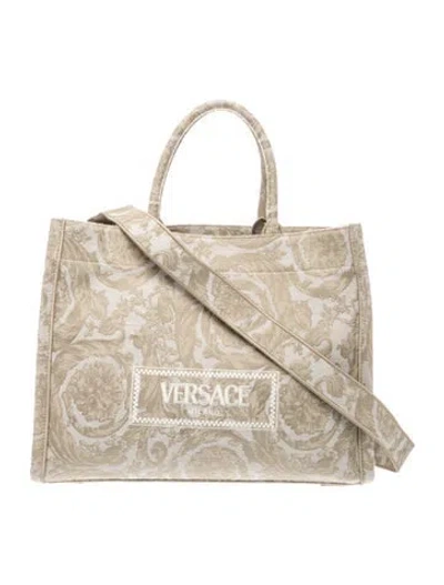 Pre-owned Versace Canvas Tote In Neutrals