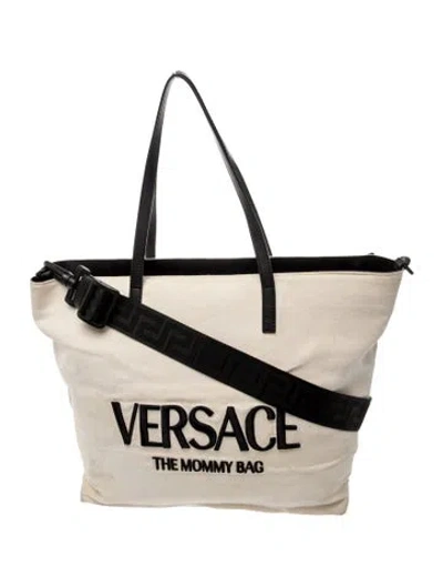 Pre-owned Versace Canvas Tote In Neutrals