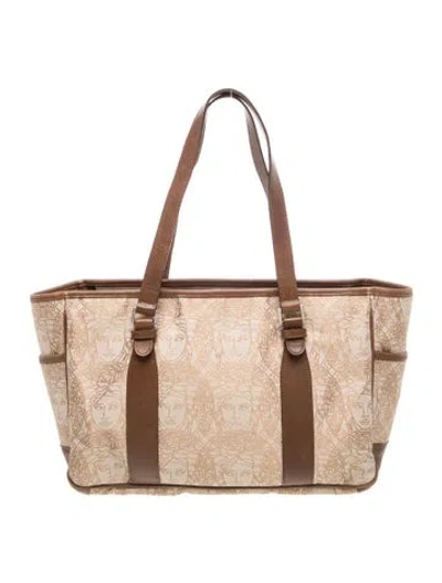 Pre-owned Versace Canvas Tote In Neutrals