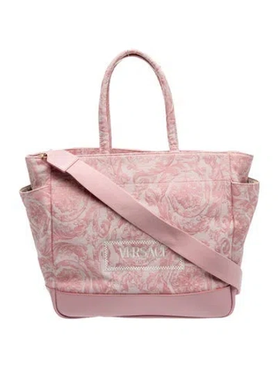 Pre-owned Versace Canvas Tote In Pink
