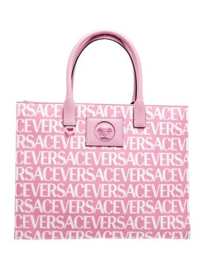 Pre-owned Versace Canvas Tote In Pink