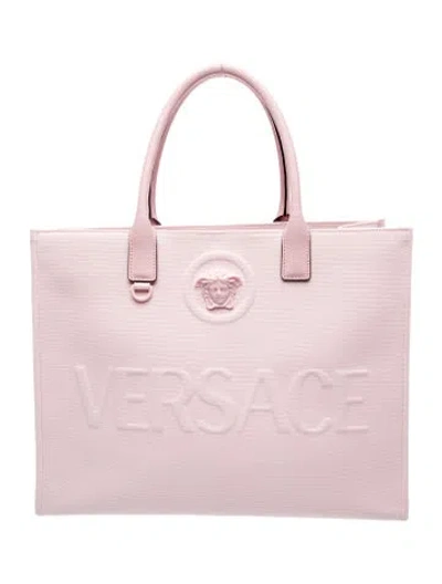 Pre-owned Versace Canvas Tote In Pink