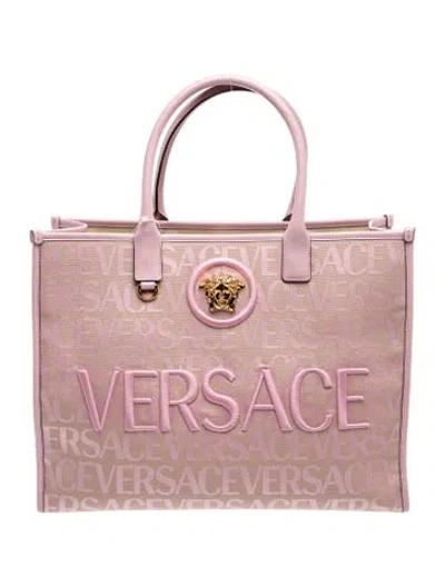 Pre-owned Versace Canvas Tote In Pink