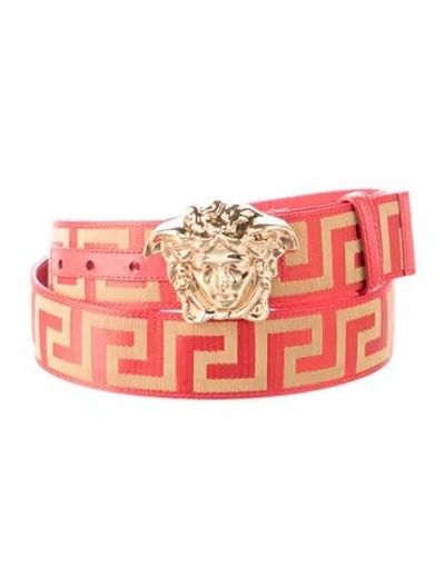 Pre-owned Versace Canvas Waist Belt In Red