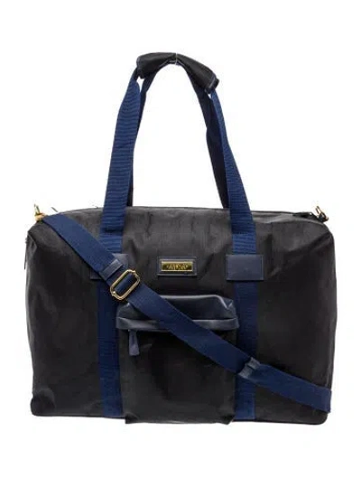 Pre-owned Versace Canvas Weekender Bag In Blue