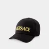 Versace Logo-embroidered Baseball Cap In Black