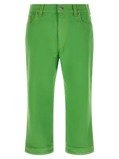 Versace Denim Capri Jeans Pale Green In Gray