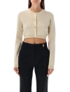 Versace Barocco Texture Cropped Cardigan In Black