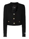 Versace Short Tweed Heritage Jacket In Black