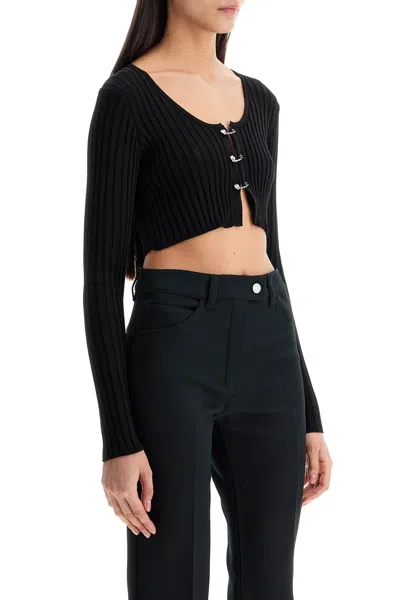 Versace Cardigan Cropped Safety Pin In Black