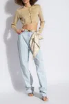 Versace Barocco Texture Cropped Cardigan In Beige