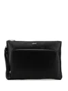 Versace Black Leather Large Cargo Clutch In Schwarz