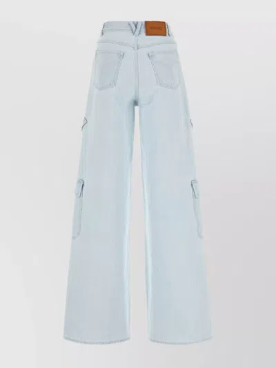 Versace Cargo Denim Jeans With Wide Leg Cut In Blue