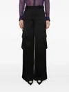 Versace Black Cargo Pants Satn Effect With Cargo Pockets In Viscose Woman In Black