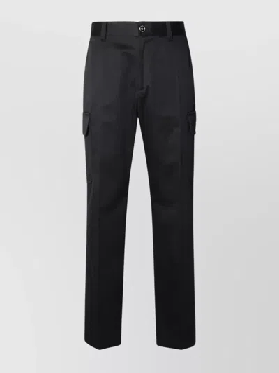 Versace Cargo Pants Cotton Multiple Pockets In Black