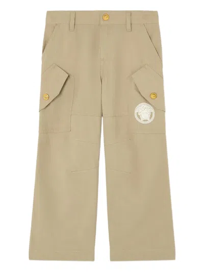 Versace Kids' Cargo-pocket Trousers In Brown
