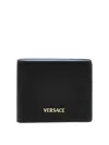 Versace Black Logo Wallet In Multicolour