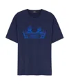 Versace Graphic Print Crew Neck T-shirt In Blue