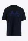 Versace Cartouche Print Short-sleeved T-shirt In Blue