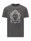 Versace Cartouche T-shirt In Sequins In Gray