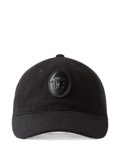 Versace Cashmere & Wool Baseball Cap In Gray
