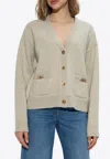 Versace Cashmere-blend Knit Boxy Cardigan In Beige