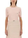 Versace Cashmere Blend Knit Top In Pink