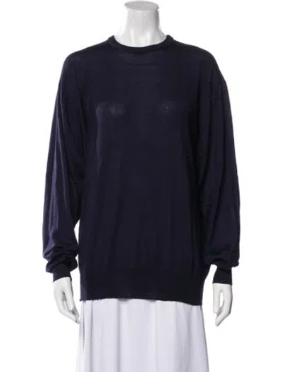 Pre-owned Versace Cashmere Crew Neck Sweater In Blue