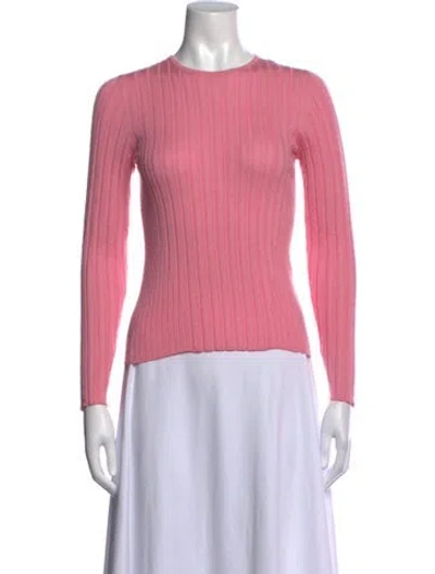 Pre-owned Versace Cashmere Crew Neck Top In Pink