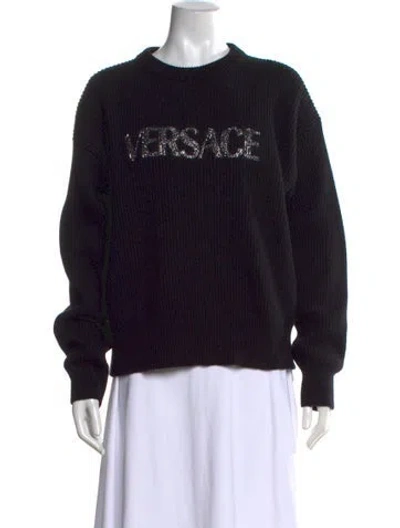 Pre-owned Versace Cashmere Graphic Print Sweater W/ Tags In Black
