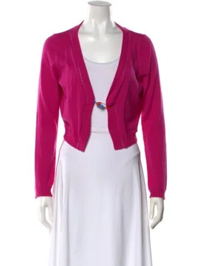 Pre-owned Versace Cashmere Open Front Sweater In Pink