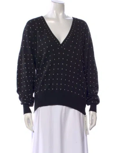 Pre-owned Versace Cashmere Polka Dot Print Sweater In Black