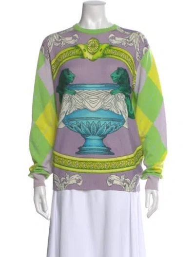 Pre-owned Versace Cashmere Printed Sweater In Green