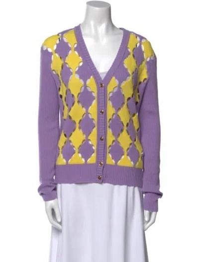 Pre-owned Versace Cashmere Printed Sweater In Purple