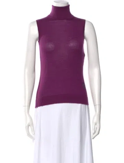 Pre-owned Versace Cashmere Turtleneck Sweater In Purple