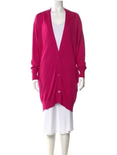 Pre-owned Versace Cashmere V-neck Sweater In Pink