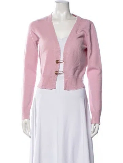 Pre-owned Versace Cashmere V-neck Sweater In Pink